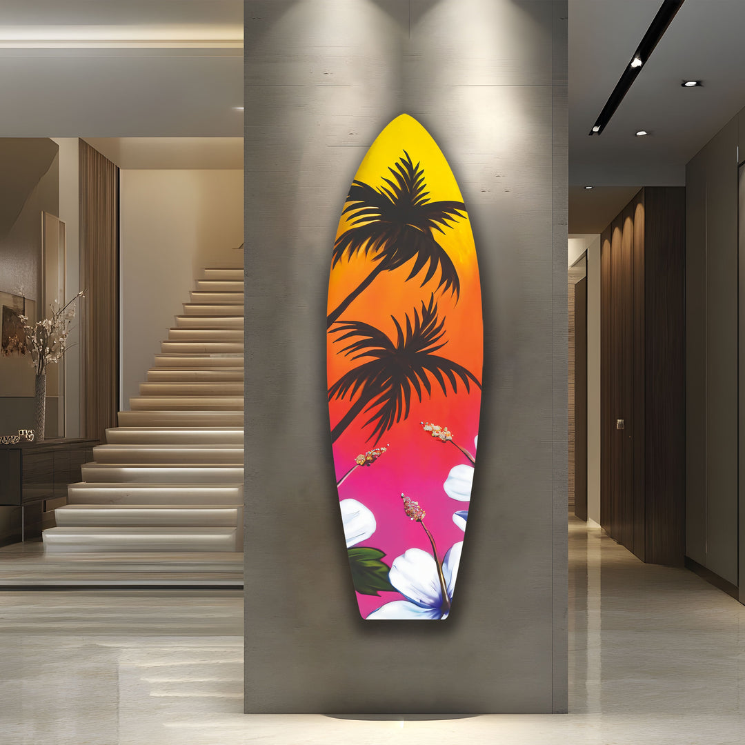 Soft Tropical Surfboard Wall Art