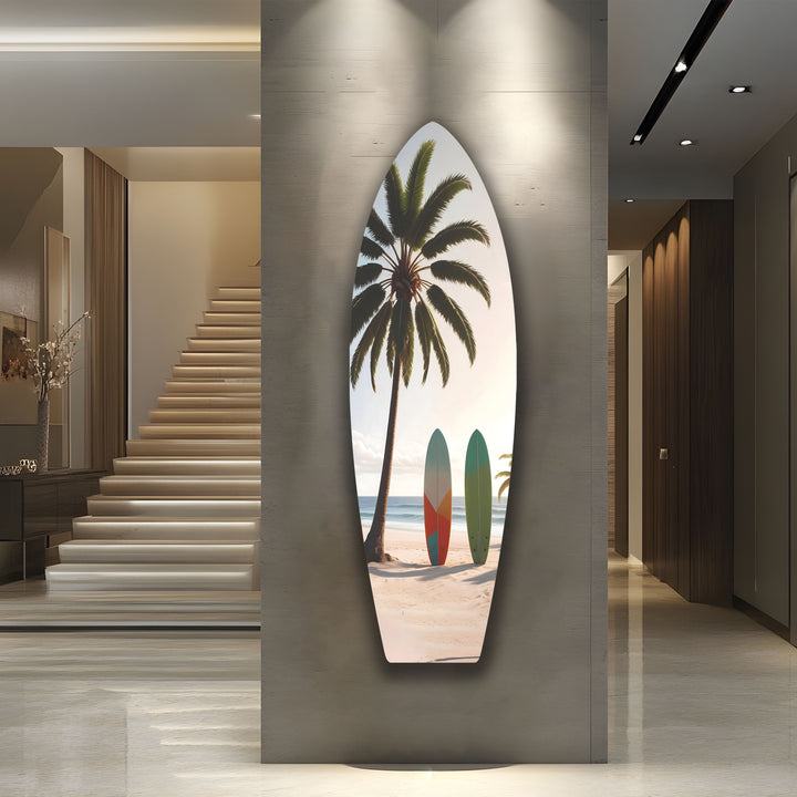 Surfs & Palm Trees Surfboard Wall Art