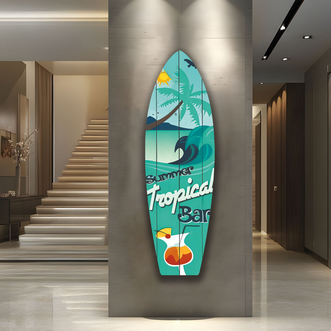 Summer Tropical Surfboard Wall Art