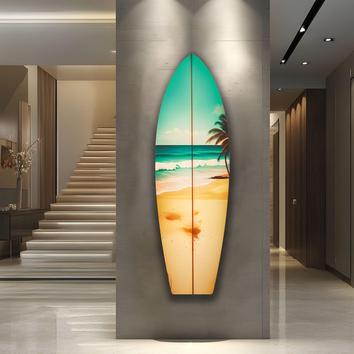 Tropical Beach Surfboard Wall Art