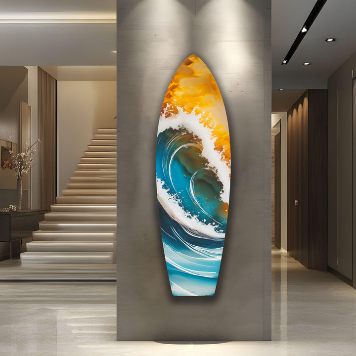 Big Ocean Waves Surfboard Wall Art