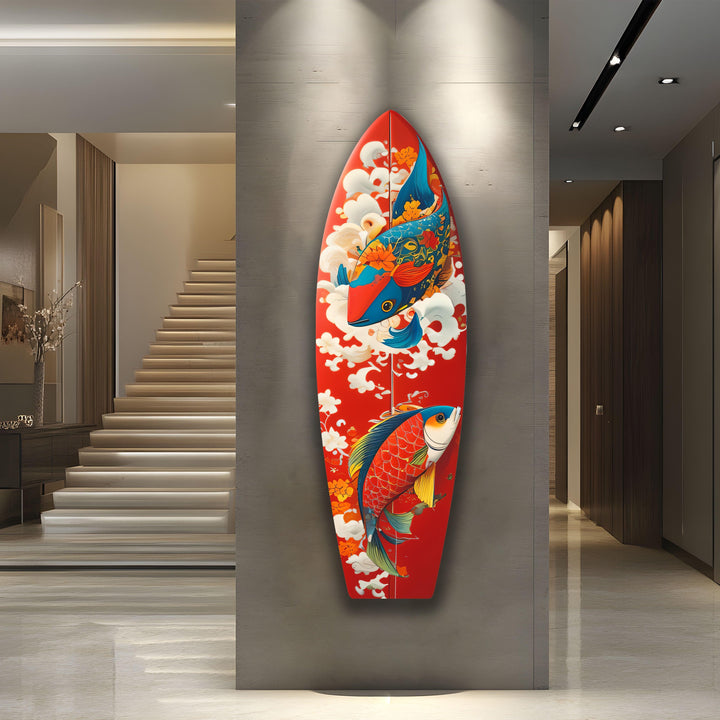 Koi Fish Surfboard Wall Art