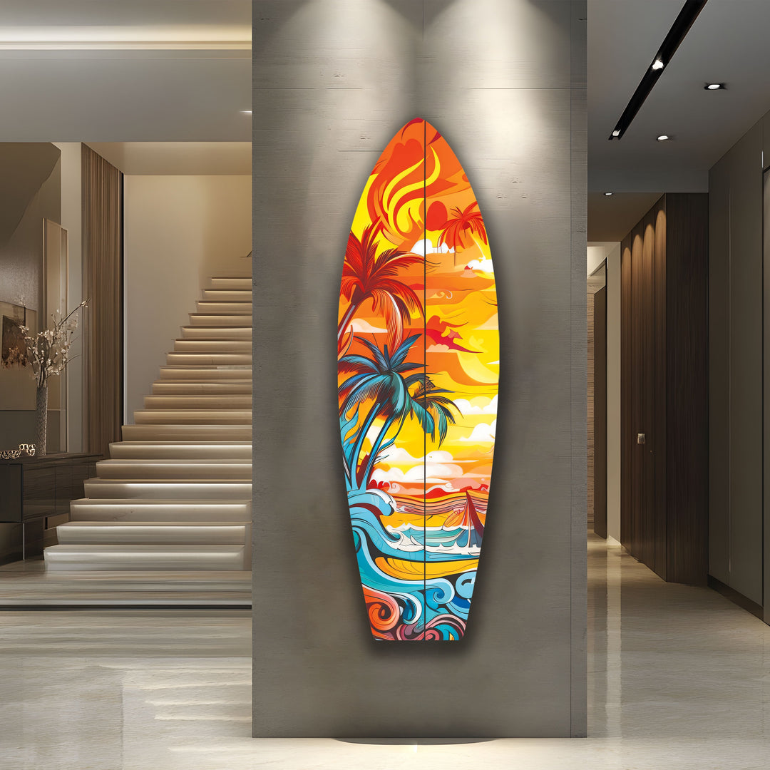 Vivid Tropical Art Surfboard Wall Art