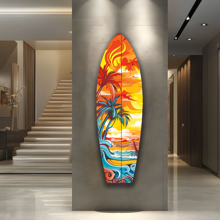 Vivid Tropical Art Surfboard Wall Art