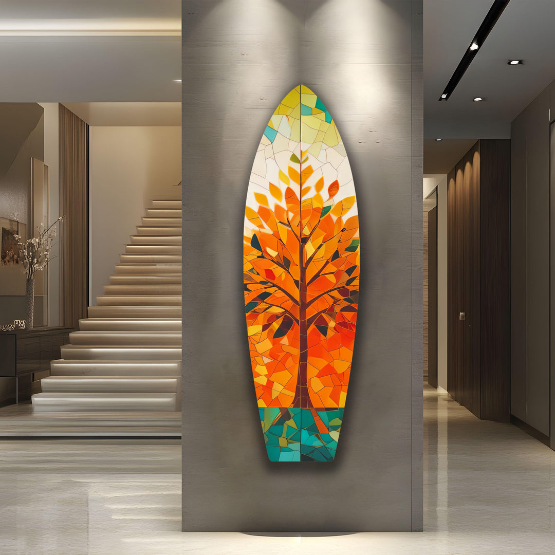 Mosaic Orange Tree Surfboard Wall Art