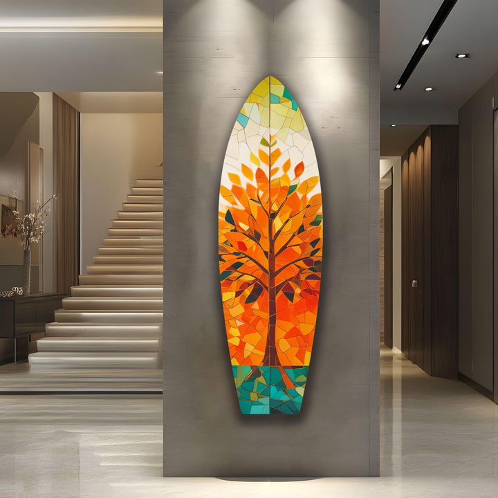 Mosaic Orange Tree Surfboard Wall Art