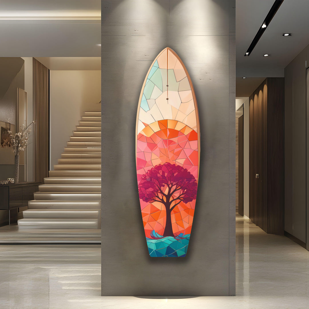 Mosaic Tree Surfboard Wall Art