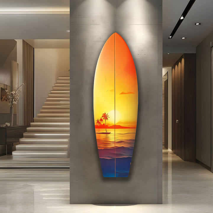 Beauty Sunset Surfboard Wall Art