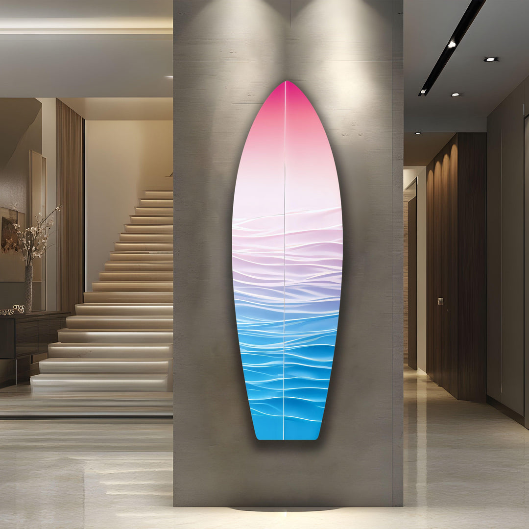 Pink Soft Colors Surfboard Wall Art