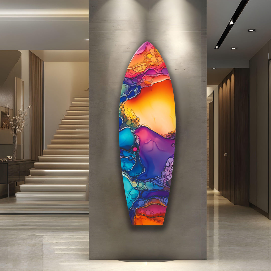 Colored Stained Surfboard Wall Art