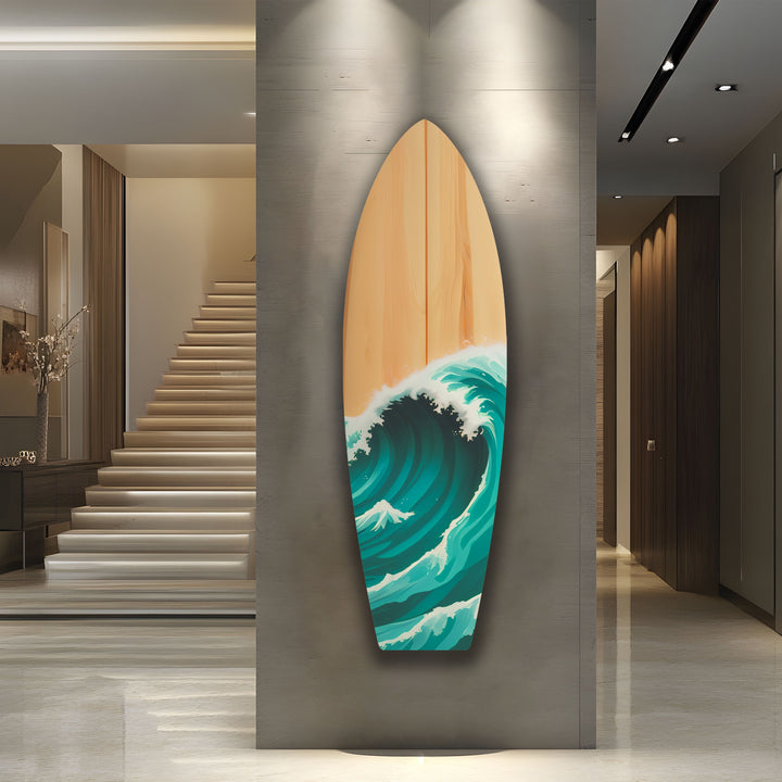 Ocean Waves Surfboard Wall Art