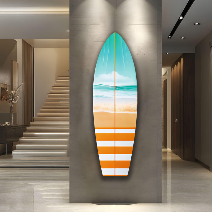 Beauty Sun & Sea Wave Surfboard Wall Art