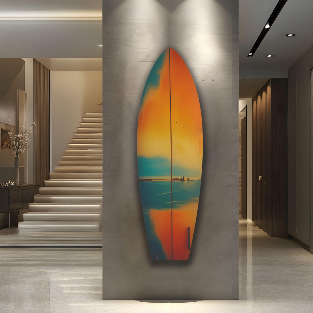 Vintage Sunset Surfboard Wall Art