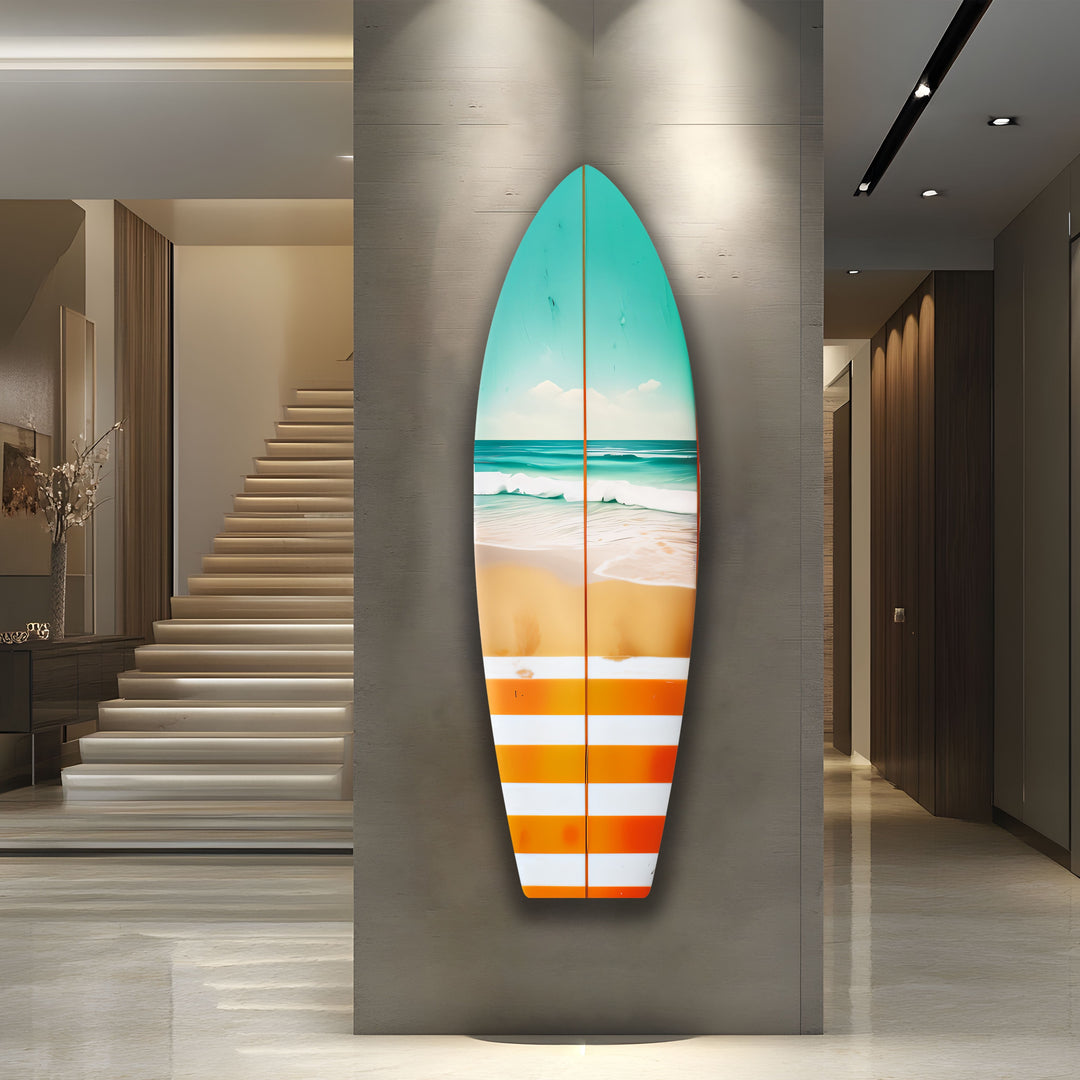 Vivid Ocean Waves Surfboard Wall Art