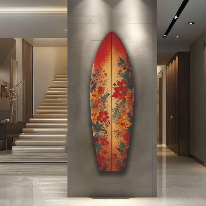 Beauty Vintage Flowers Surfboard Wall Art