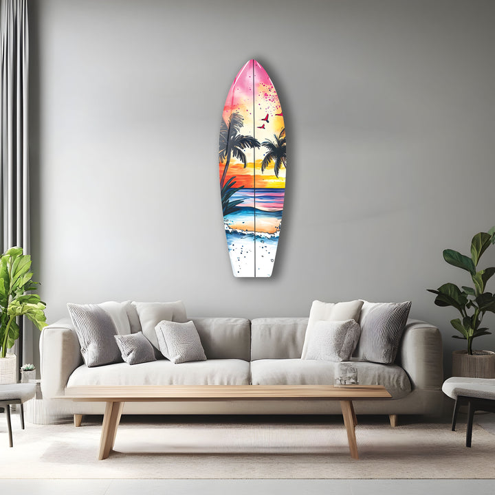 Vivid Colors Tropical Surfboard Wall Art