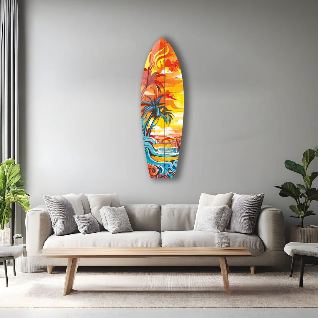 Vivid Tropical Art Surfboard Wall Art