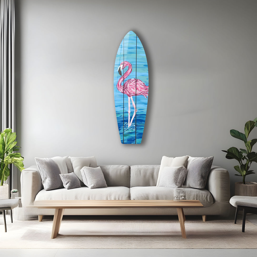 Flamingo Surfboard Wall Art