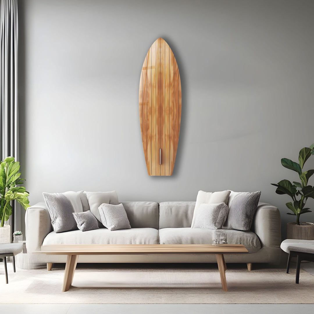 Wood Details Brown Beige Surfboard Wall Art