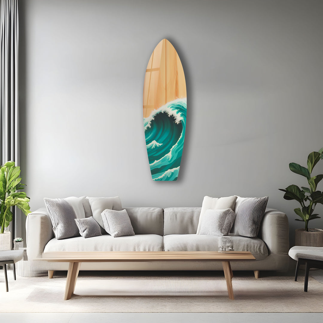 Ocean Waves Surfboard Wall Art