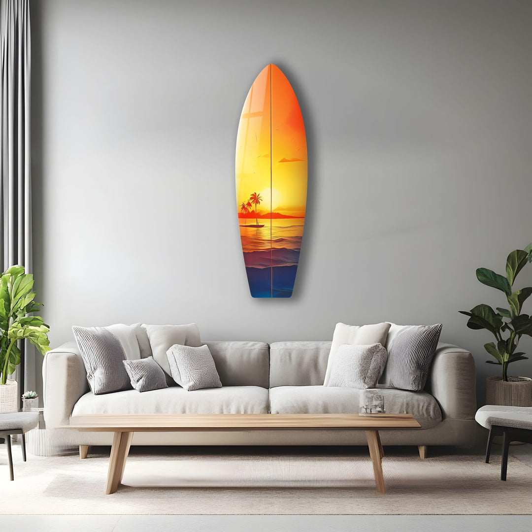 Beauty Sunset Surfboard Wall Art