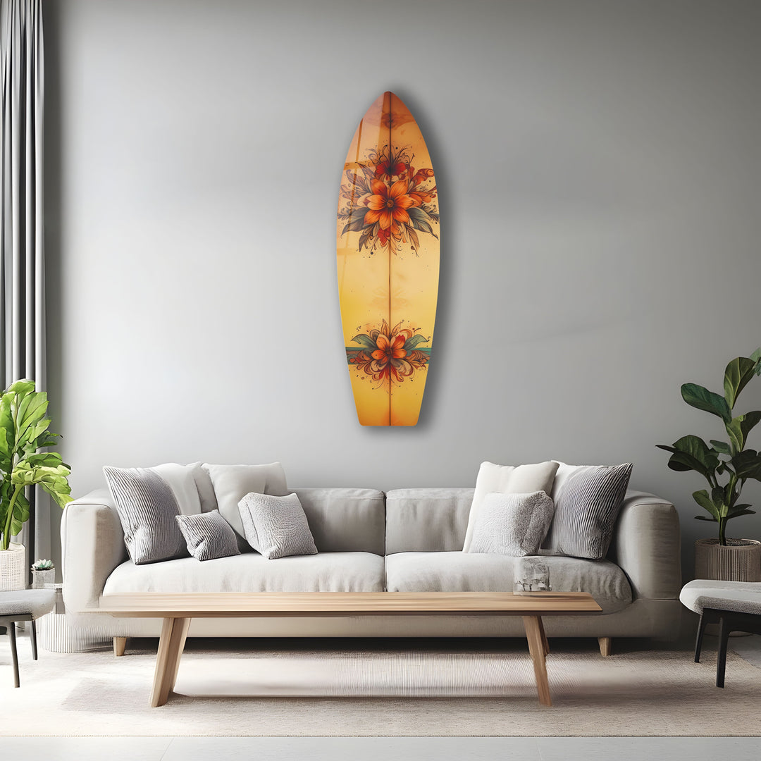 Vintage Botanical Surfboard Wall Art