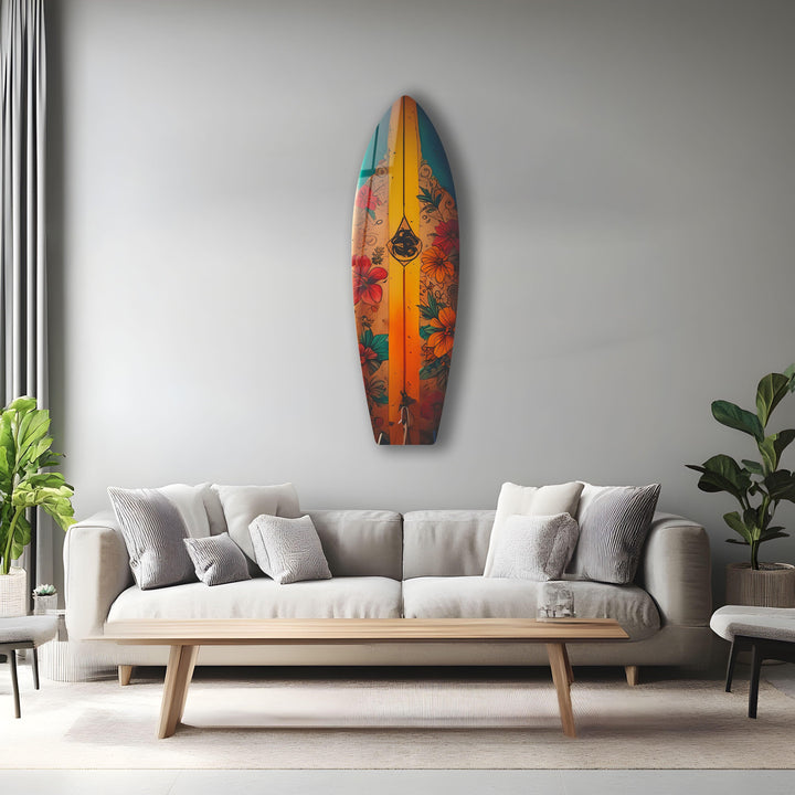 Botanical Vintage Surfboard Wall Art