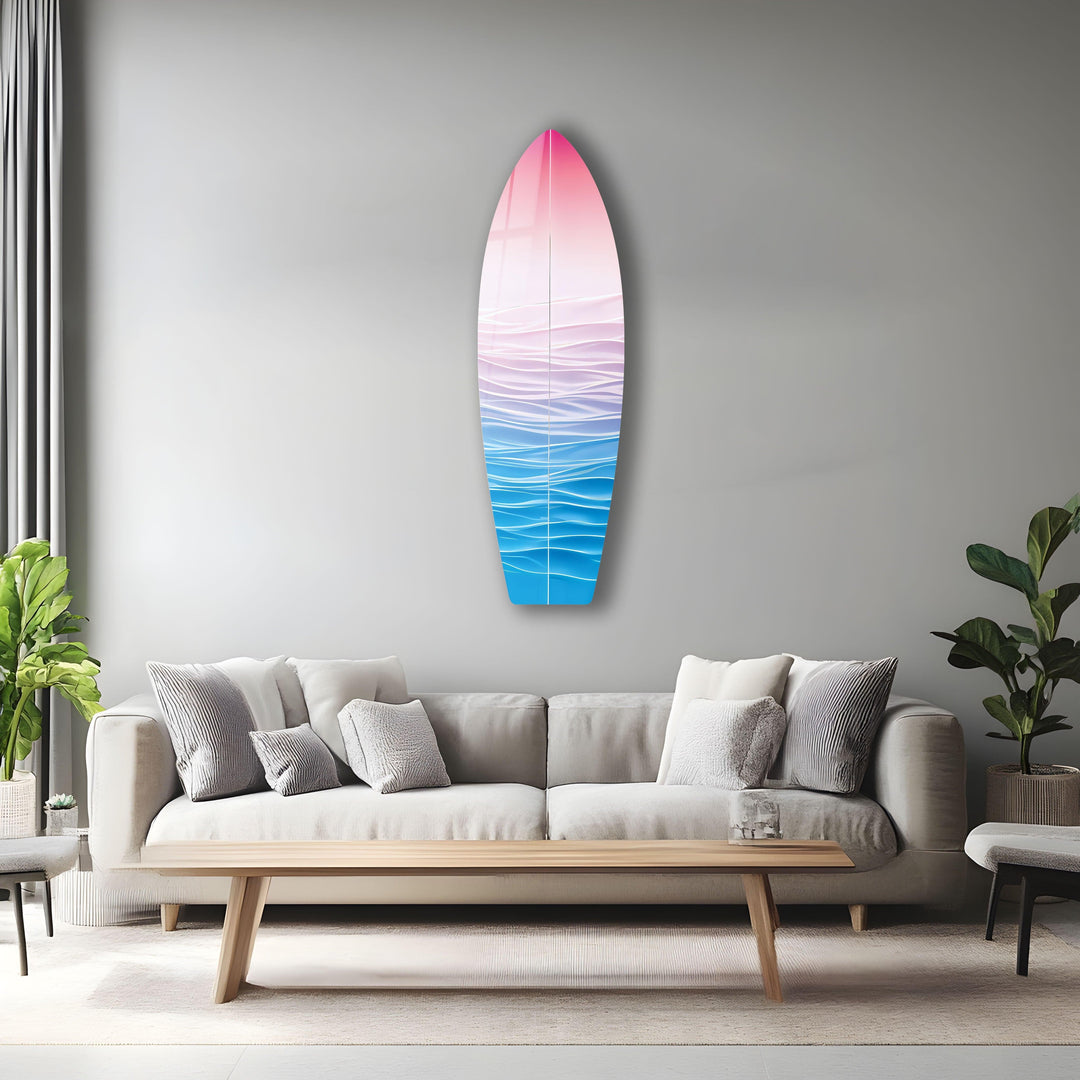 Pink Soft Colors Surfboard Wall Art