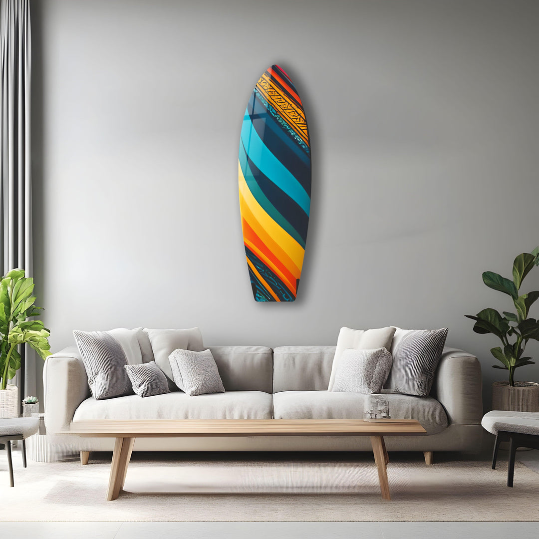 Blue Orange Art Surfboard Wall Art