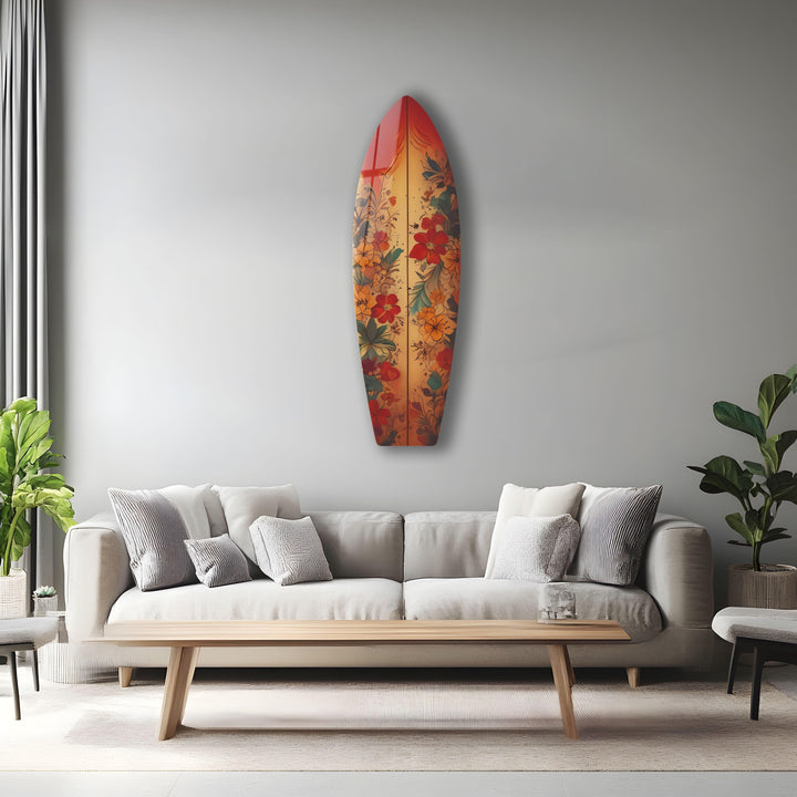 Beauty Vintage Flowers Surfboard Wall Art