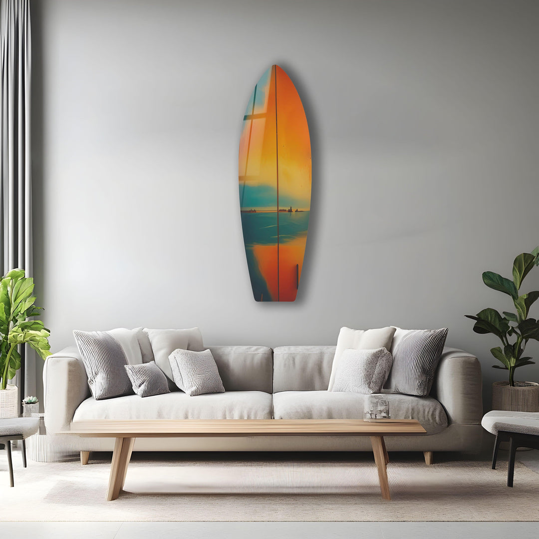 Vintage Sunset Surfboard Wall Art