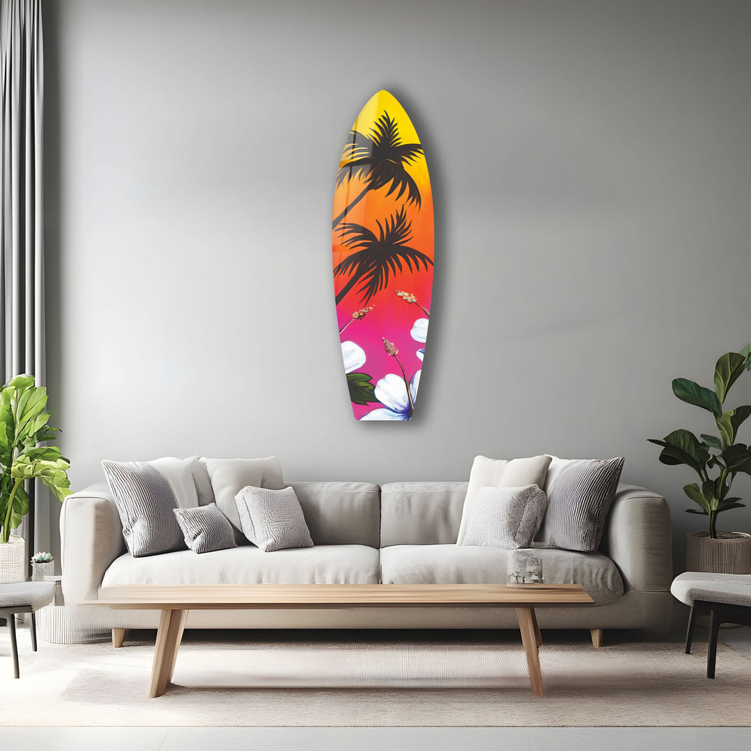 Soft Tropical Surfboard Wall Art