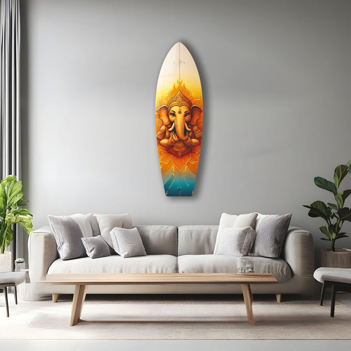 Buddha Orange Surfboard Wall Art