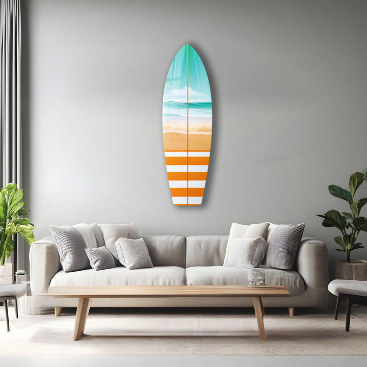 Beauty Sun & Sea Wave Surfboard Wall Art