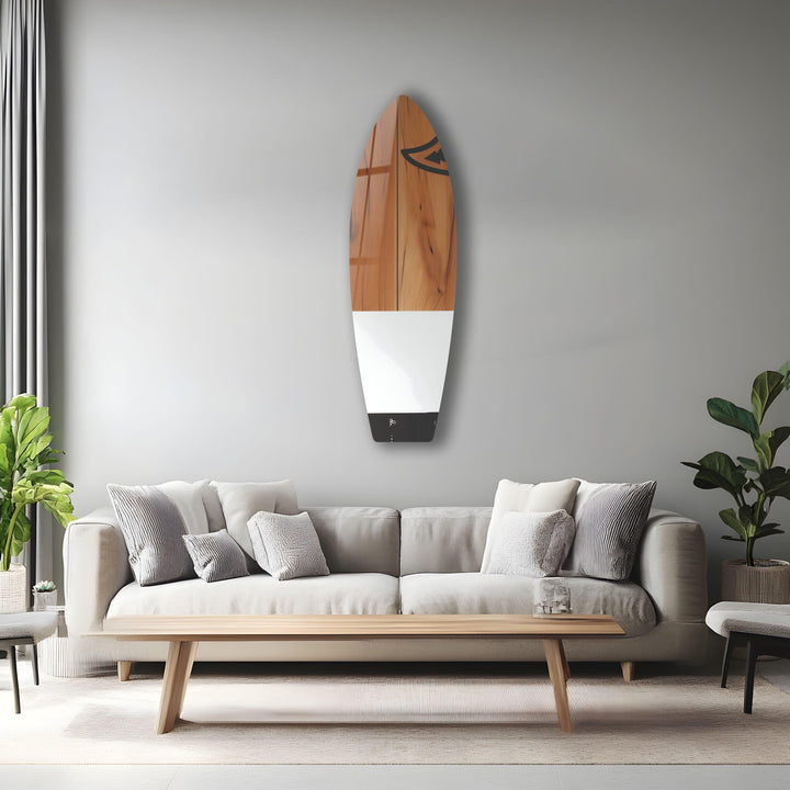 Wood Details White Surfboard Wall Art