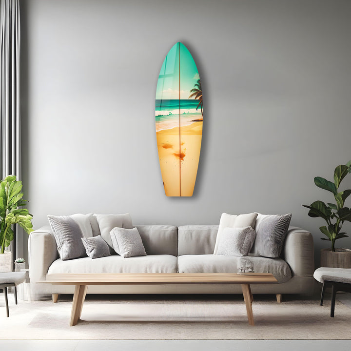 Tropical Beach Surfboard Wall Art