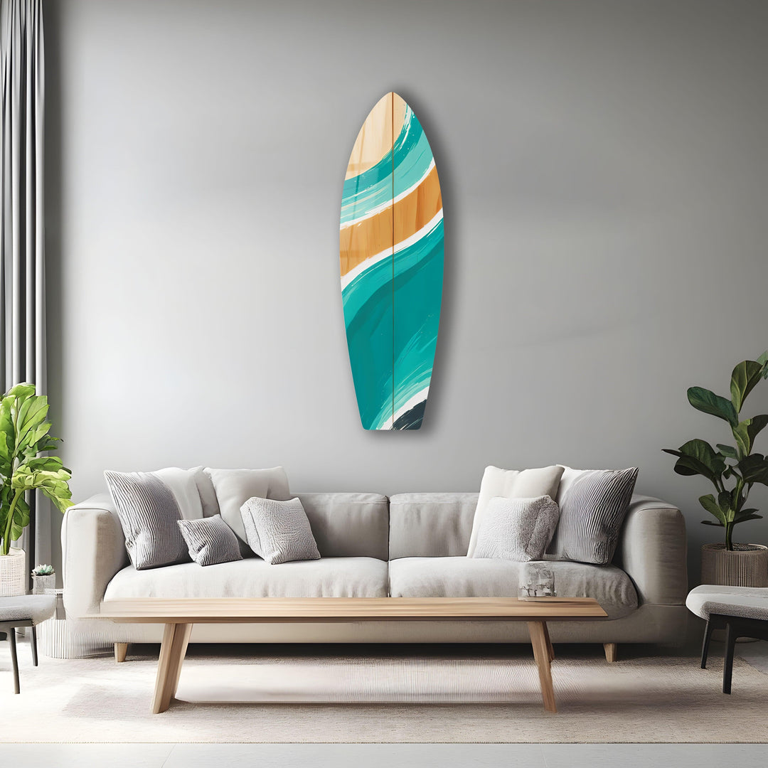 Blue Brown Surfboard Wall Art