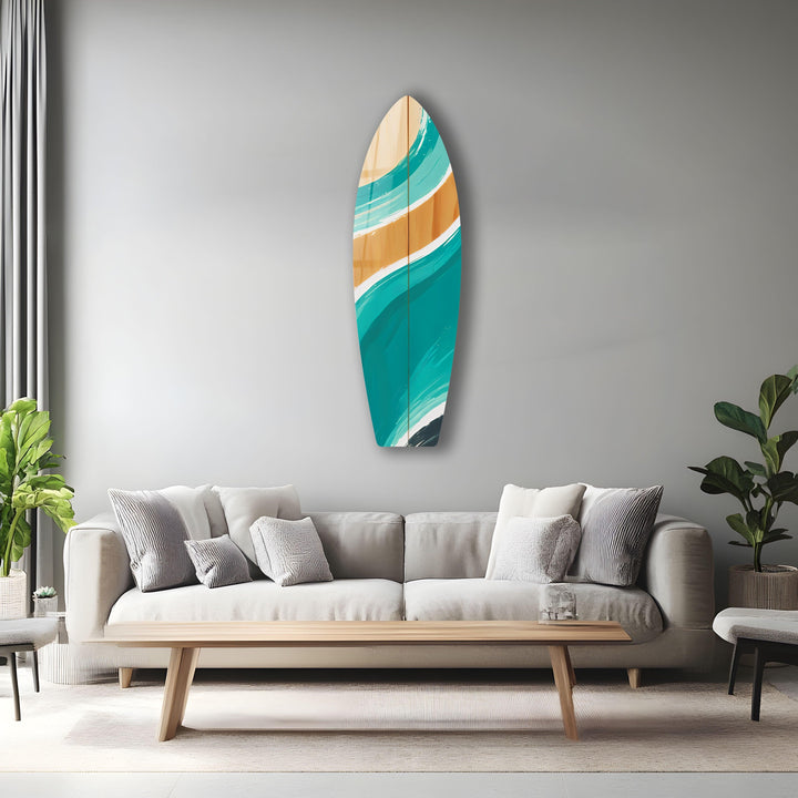 Blue Brown Surfboard Wall Art