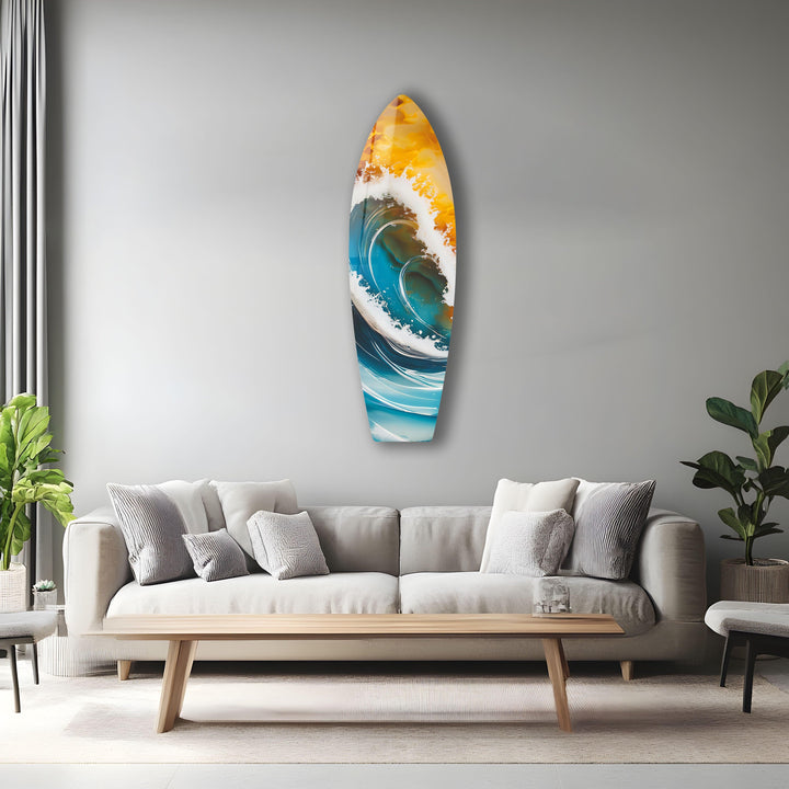 Big Ocean Waves Surfboard Wall Art