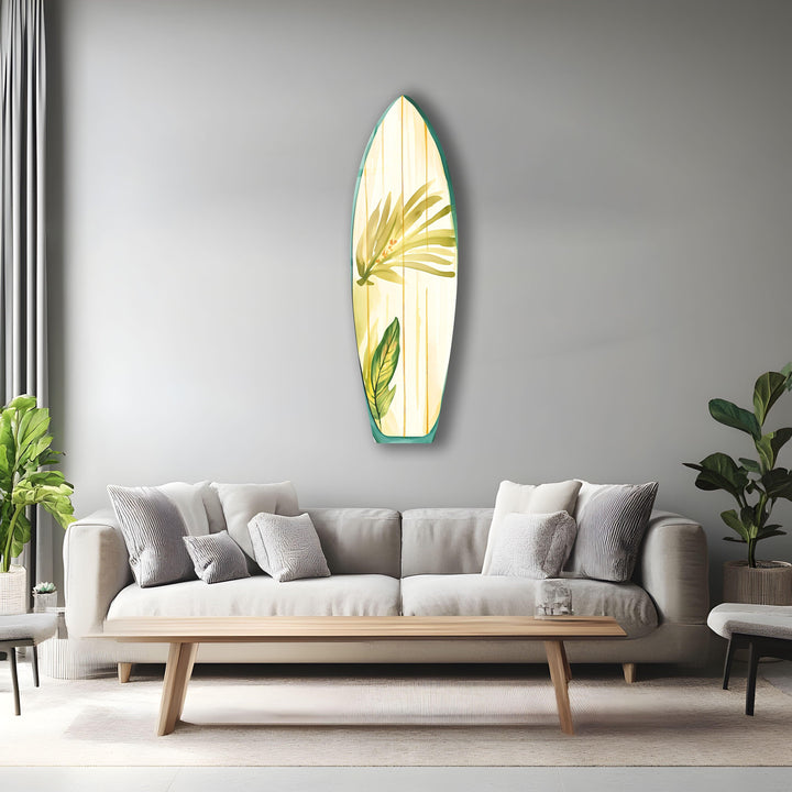 Green Leaf Surfboard Wall Art