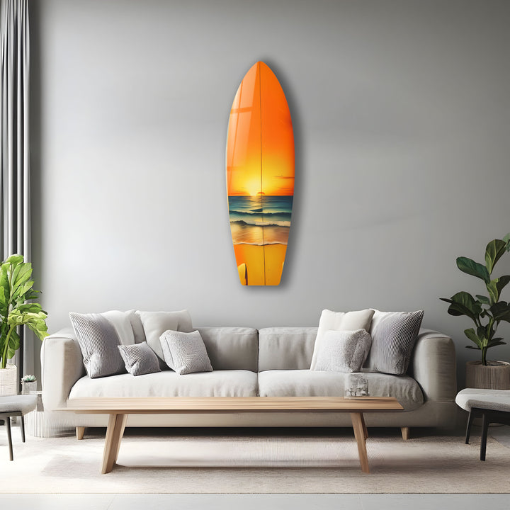 Sunset Ocean Surfboard Wall Art