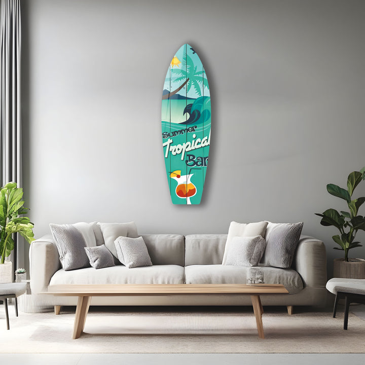 Summer Tropical Surfboard Wall Art