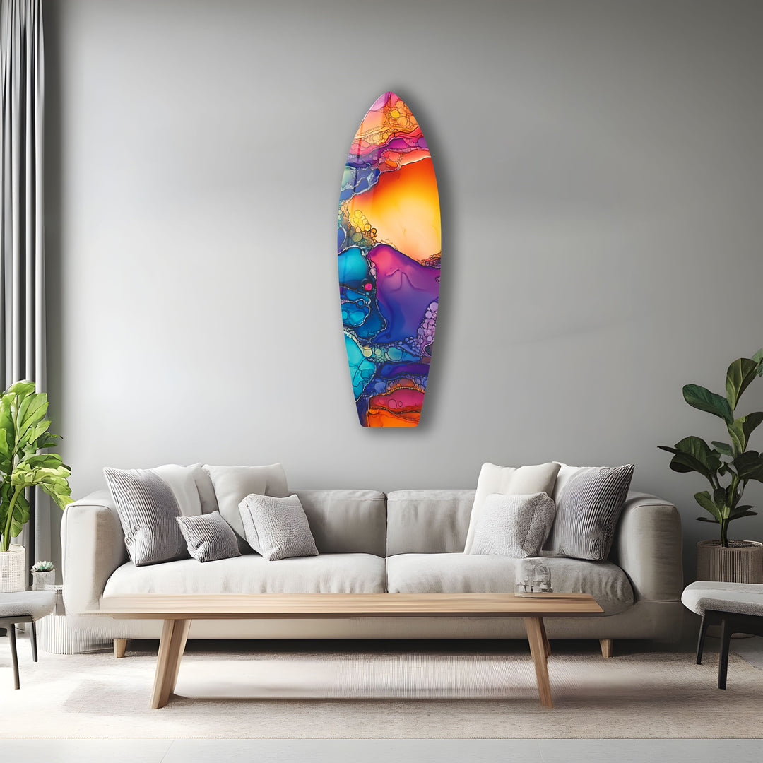 Colored Stained Surfboard Wall Art