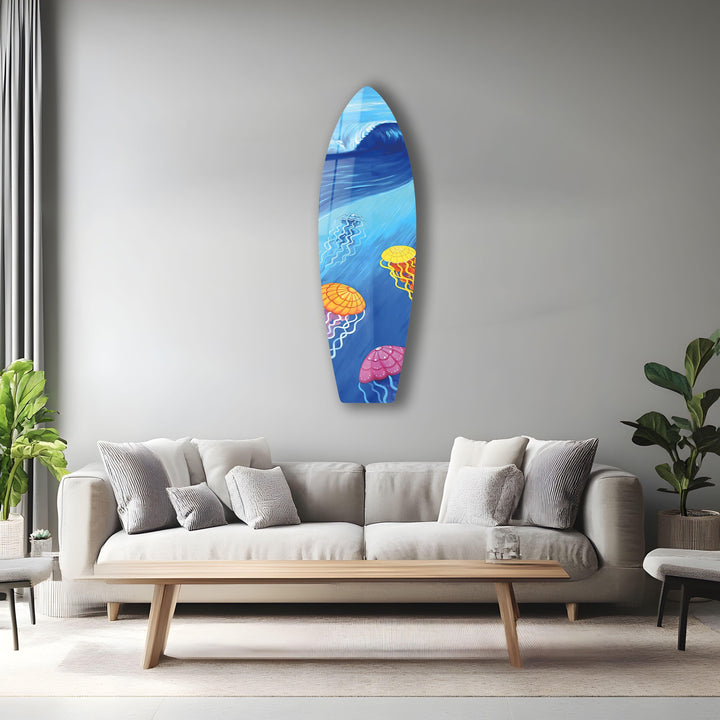 Jellyfishes Surfboard Wall Art