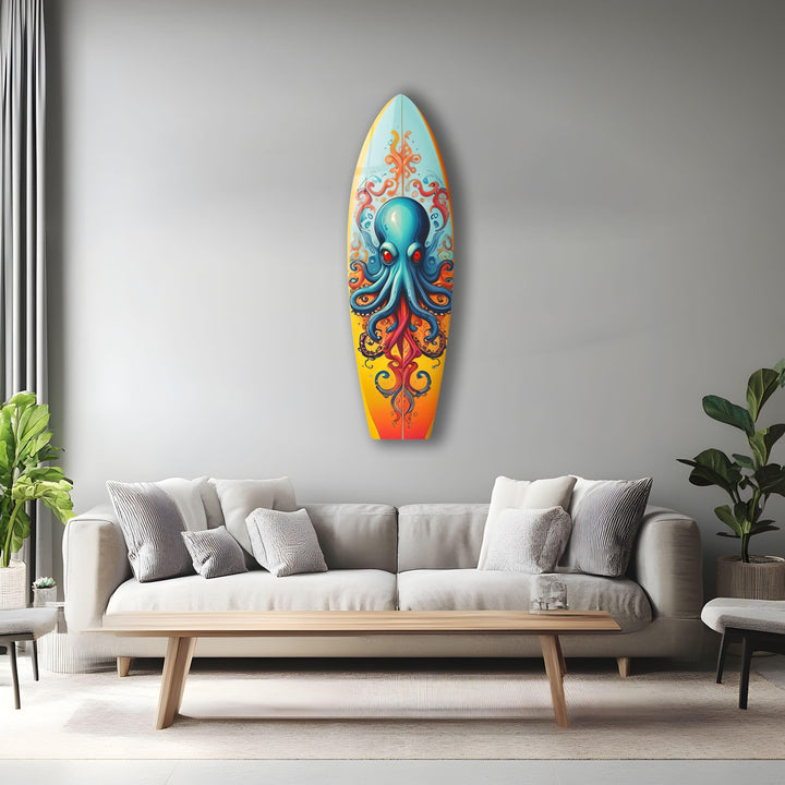 Blue Octopus Surfboard Wall Art