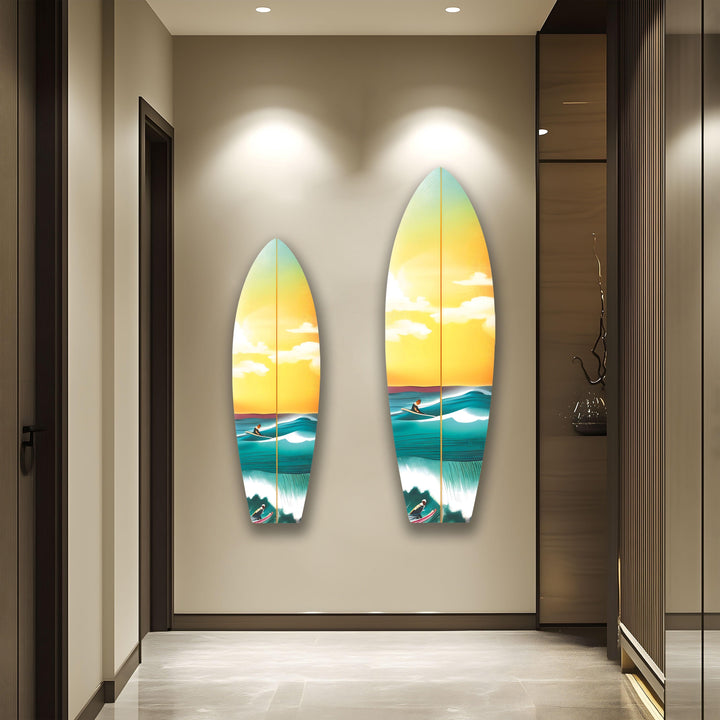 Sea Sunset Art Surfboard Wall Art