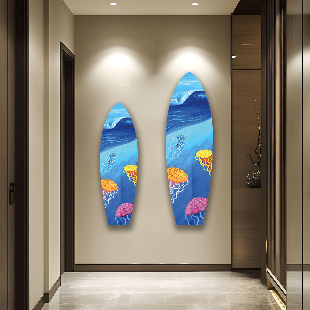 Jellyfishes Surfboard Wall Art