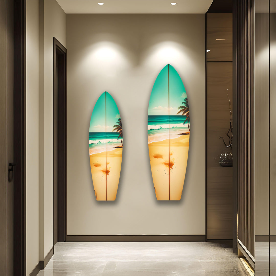 Tropical Beach Surfboard Wall Art