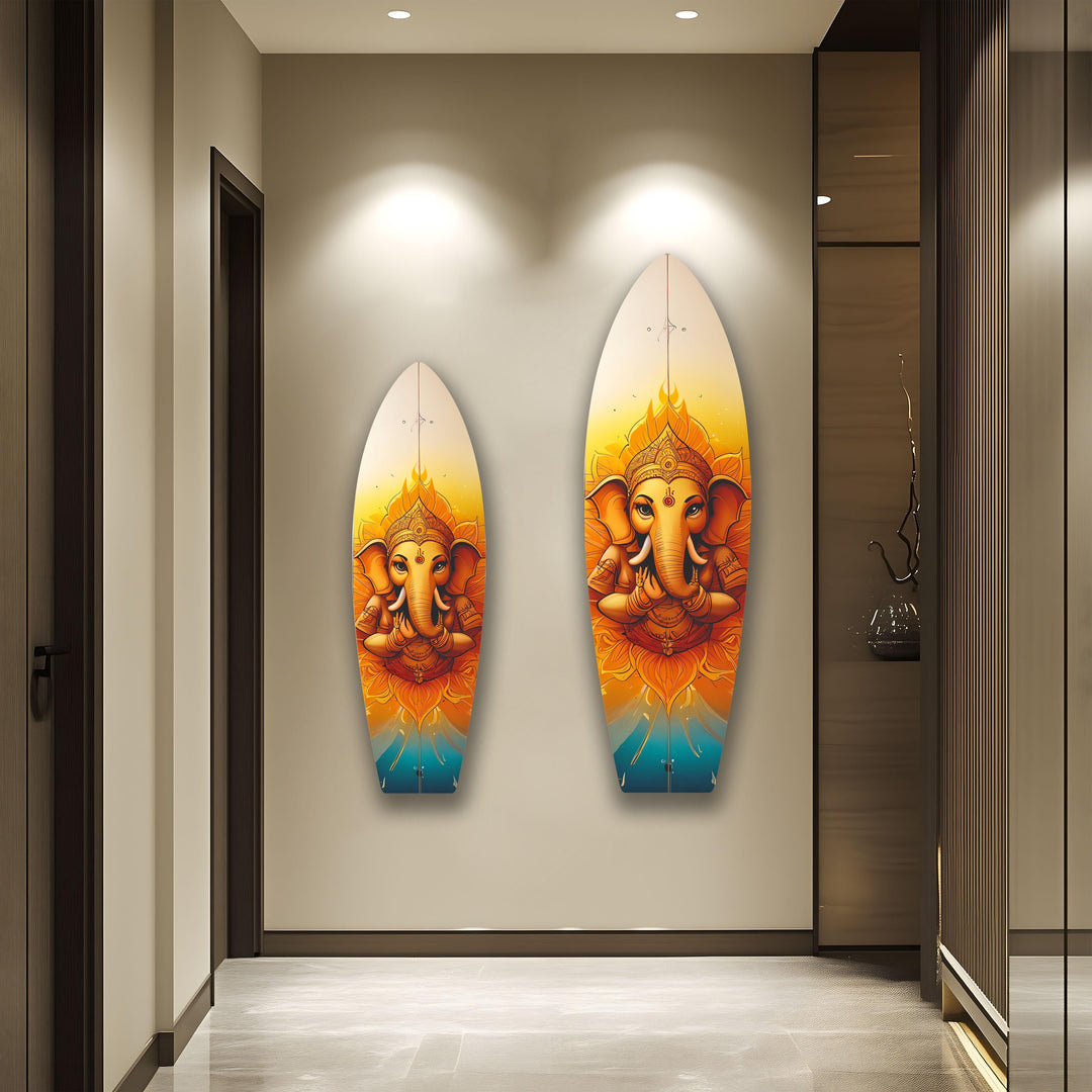 Buddha Orange Surfboard Wall Art