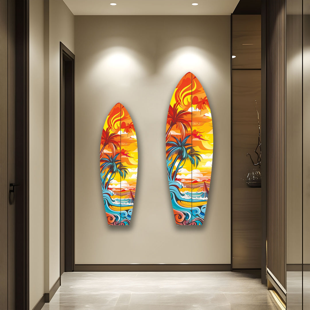 Vivid Tropical Art Surfboard Wall Art